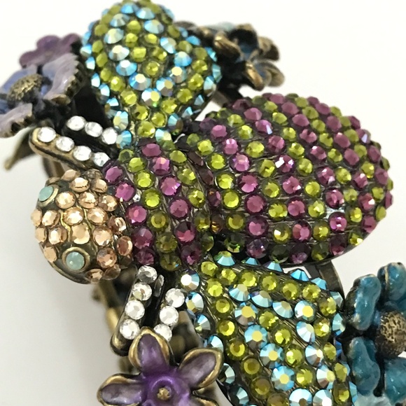 KIRKS FOLLY Bee Rhinestone Cuff Bracelet Jeweled Bee Flowers To Be or Not To Bee - Picture 2 of 16